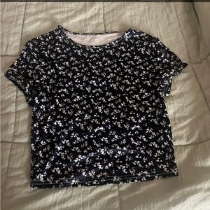 Floral Print Navy Blue T-Shirt